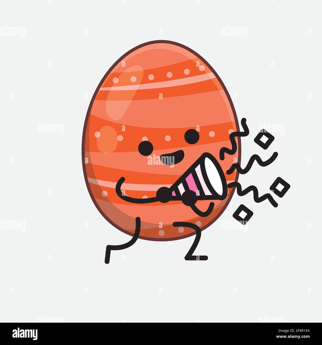 Vector Illustration of Easter Egg Character with cute face, simple ...