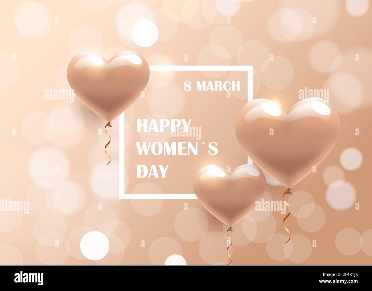 womens day 8 march holiday celebration banner flyer or greeting card with air balloons horizontal Stock Vector