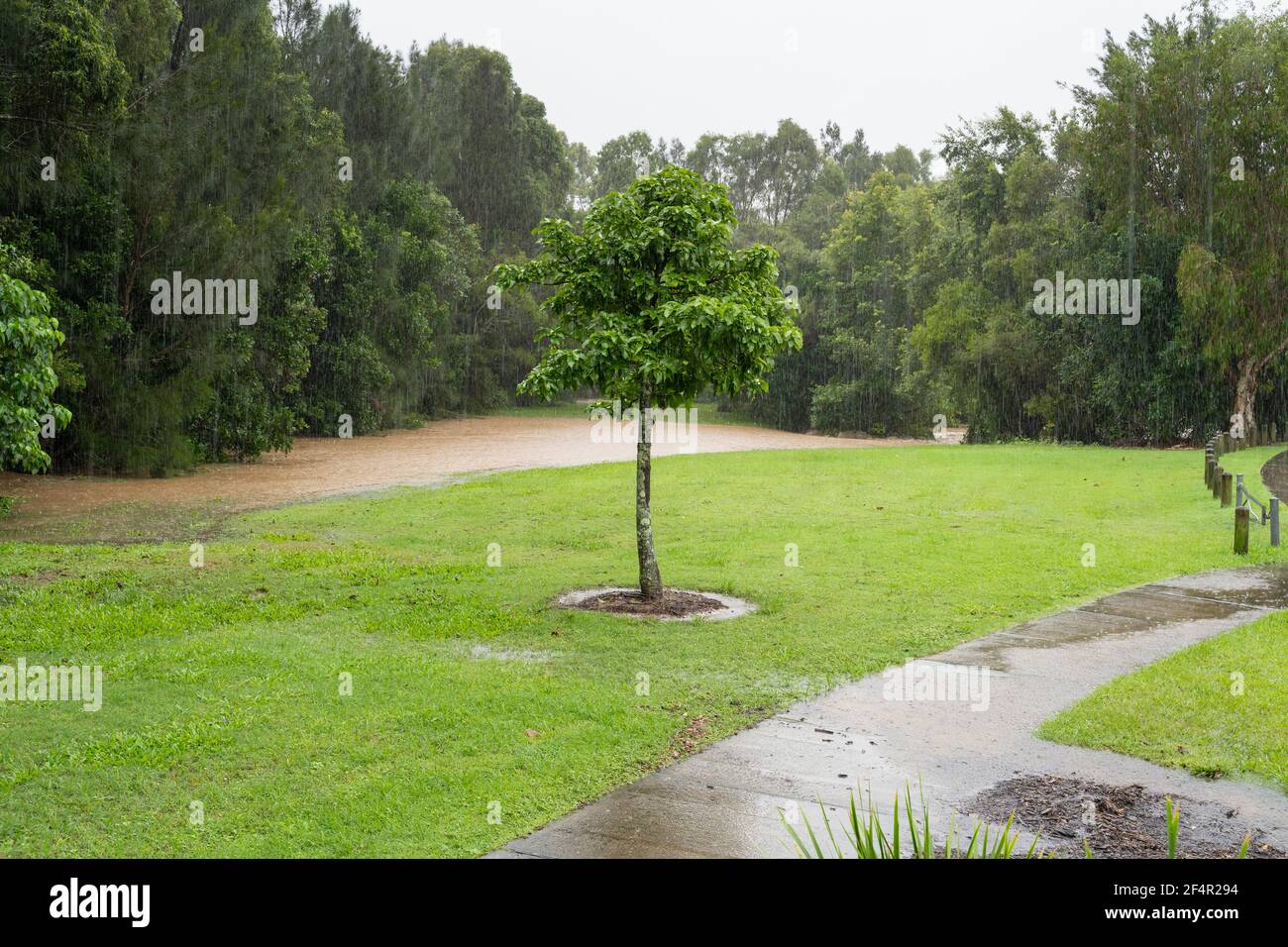 Rising waters threaten to inundate park lands Stock Photo