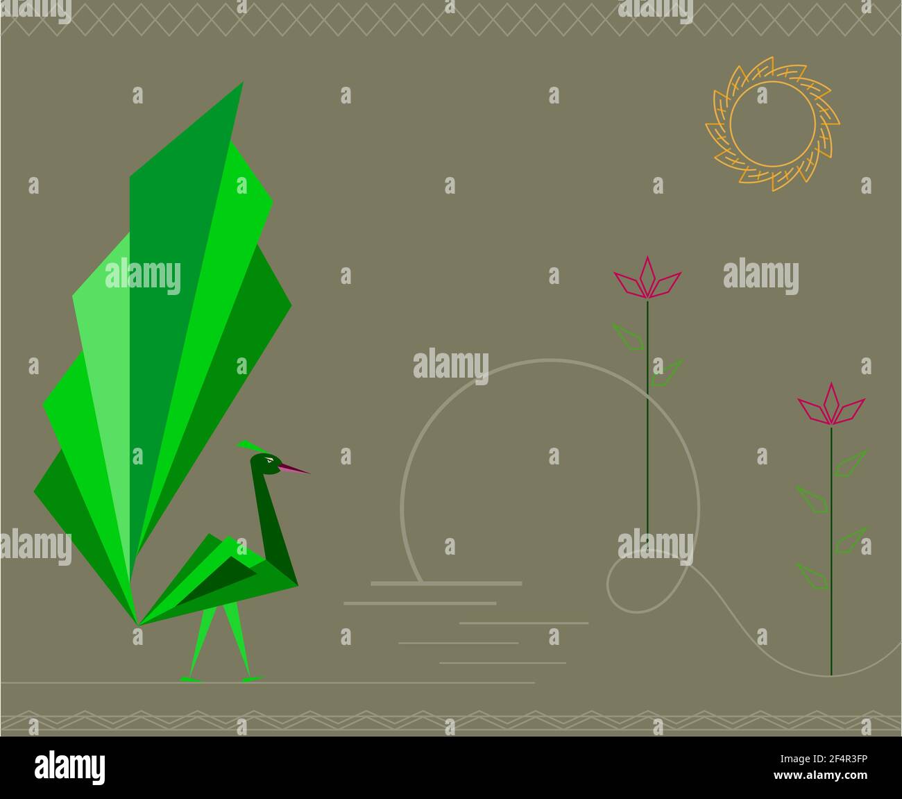 Peacock Artistic Hand Drawn Vector Art Stock Vector