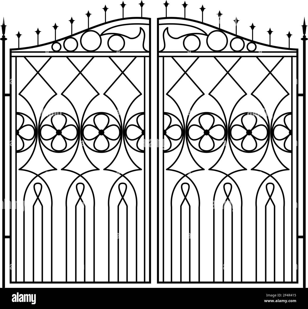 Wrought Iron Gate, Ornamental Design Vector Illustration Stock Vector