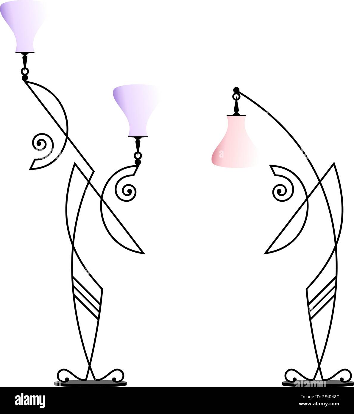 Wrought Iron Table Floor Lamp Vector Illustration Stock Vector