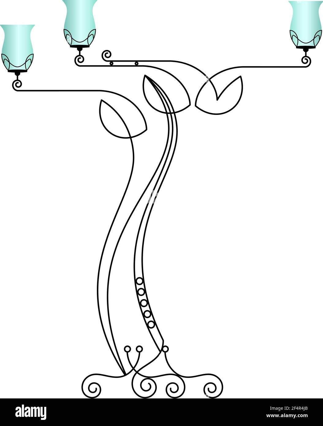 Wrought Iron Table Floor Lamp Vector Illustration Stock Vector