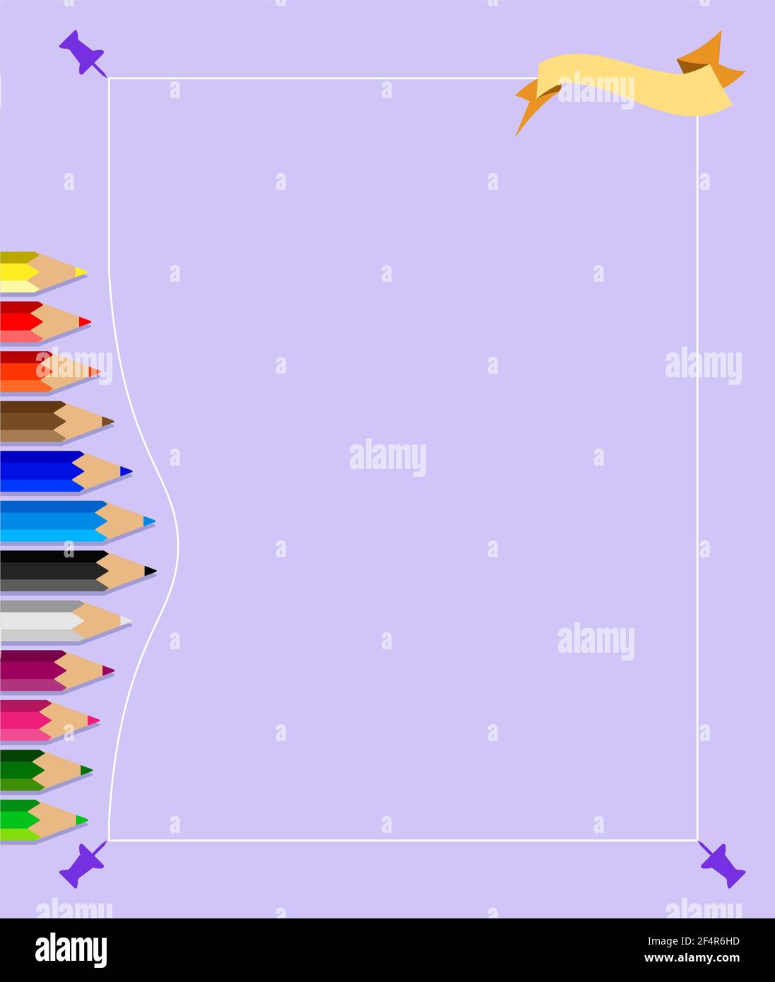Color Pencils Set with Push Pin Vector Illustration Stock Vector