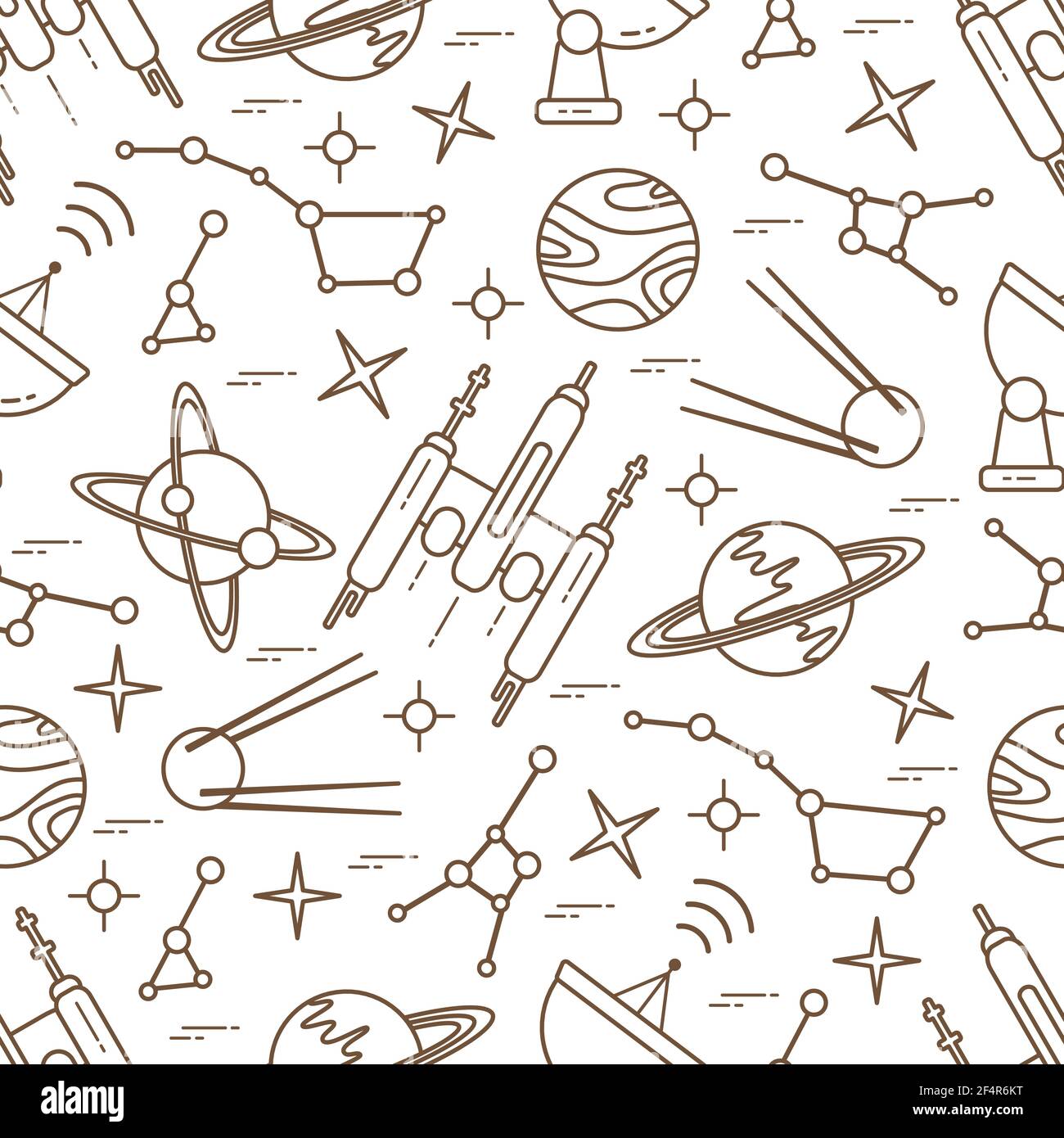 Seamless pattern Vector Illustration Planet Saturn Galaxy ...