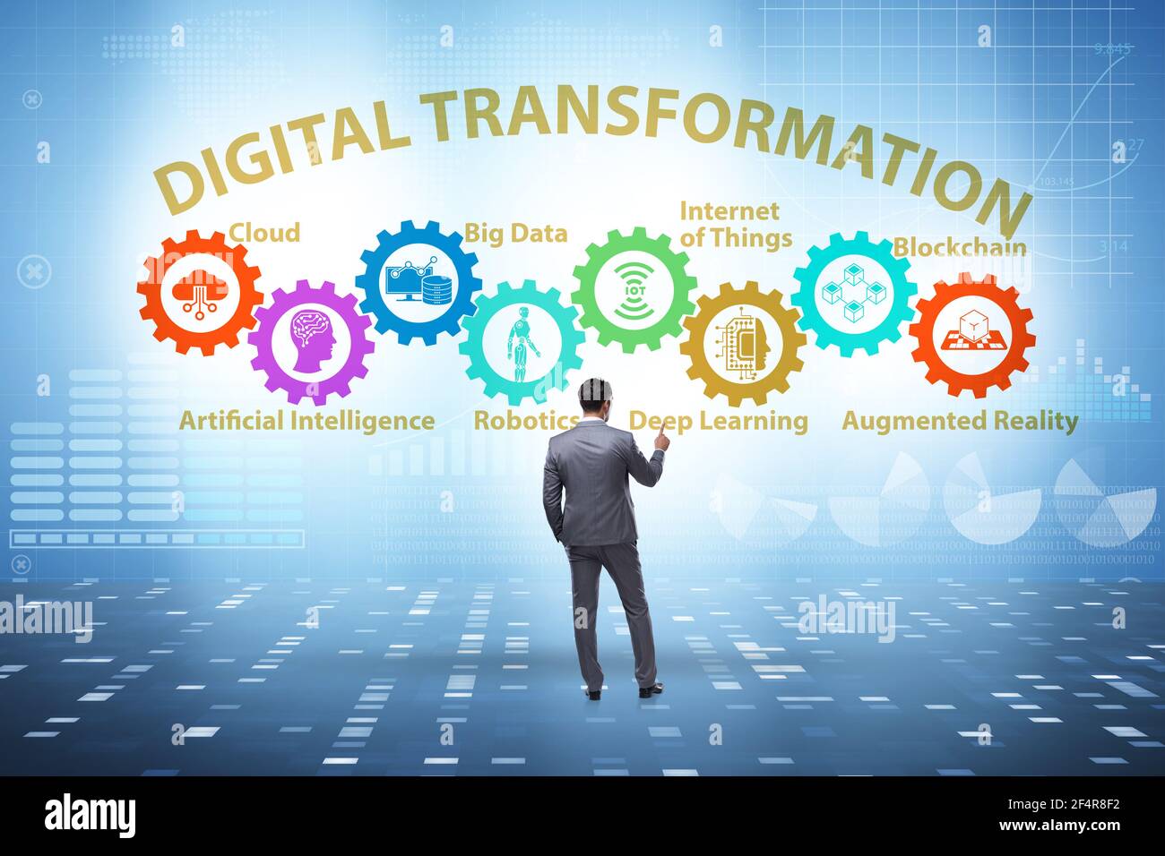 Concept of digital transformation with the businessman Stock Photo - Alamy
