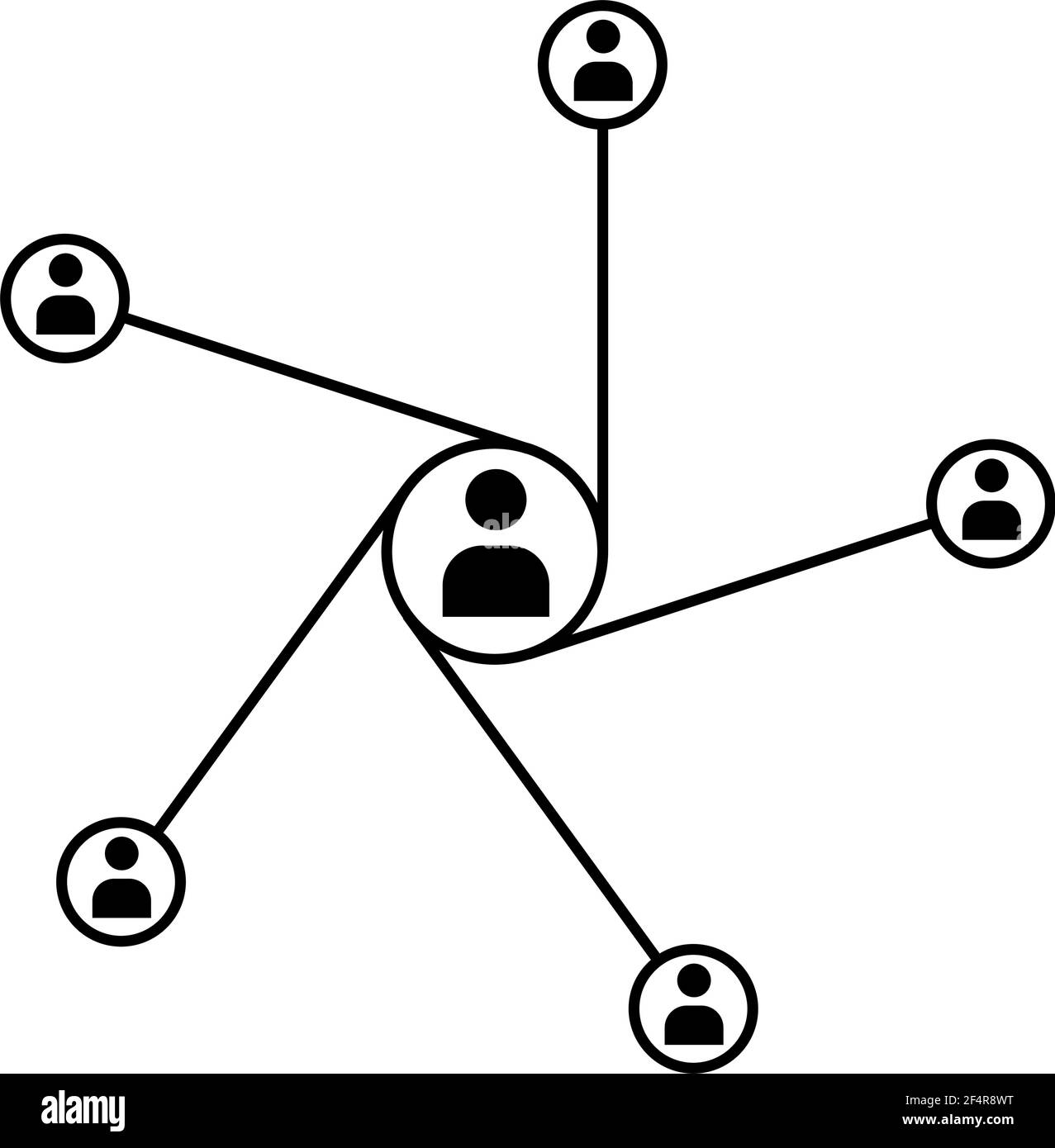 Network Connection, Hub, Social Network Isolated Flat Line Icon Vector ...