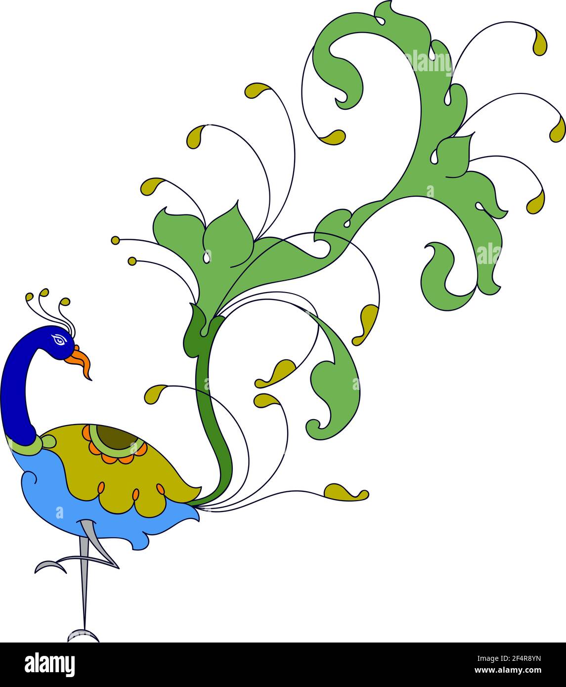 Peacock Artistic Hand Drawn Vector Art Stock Vector