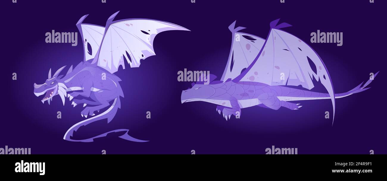 Fairy tale dragon ghosts, spirits of magic monster Stock Vector