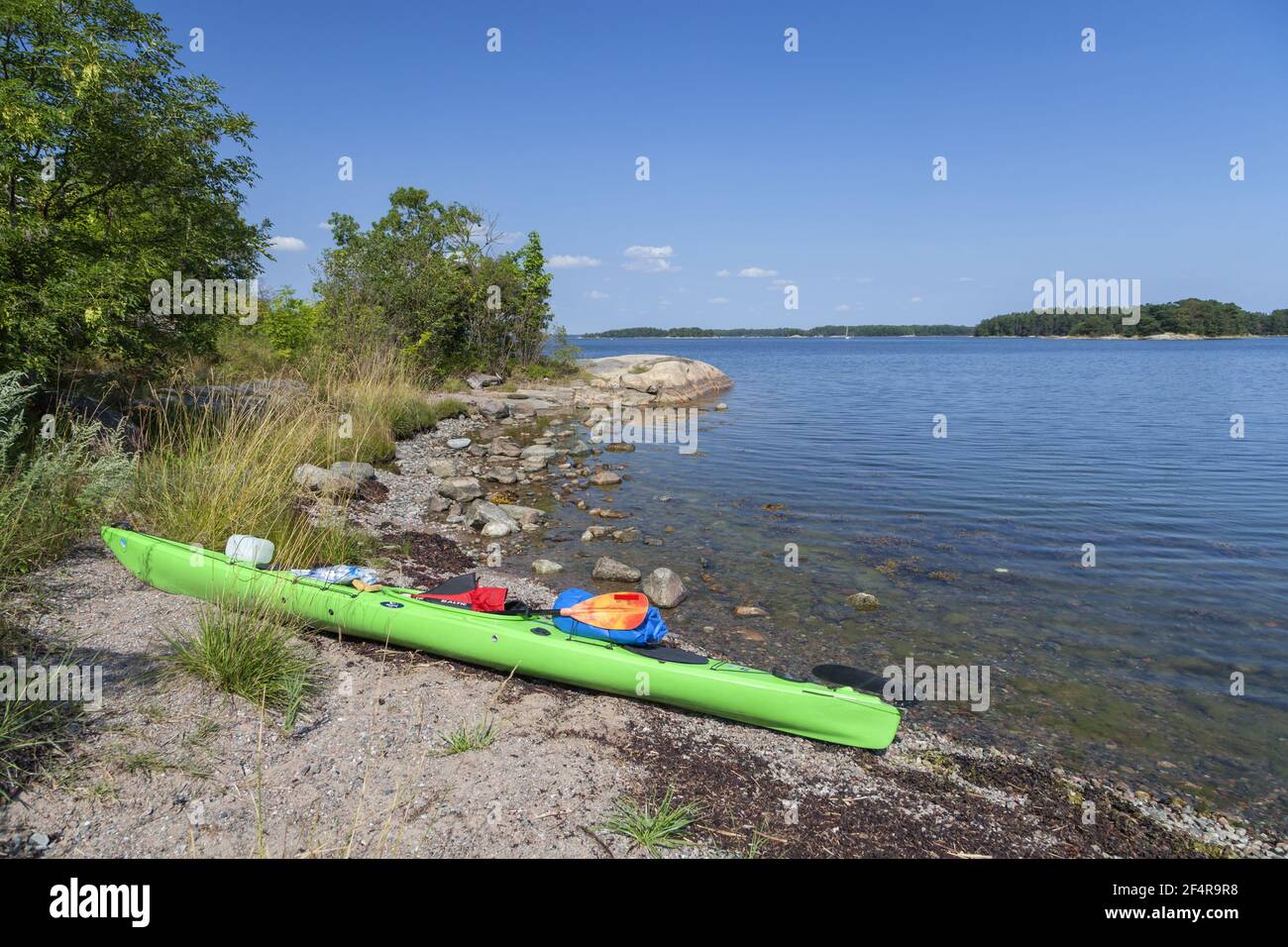 geography / travel, Sweden, Stockholm laen, Stockholm skårgården, Kayak on the isle Finnhamn in the of, Additional-Rights-Clearance-Info-Not-Available Stock Photo
