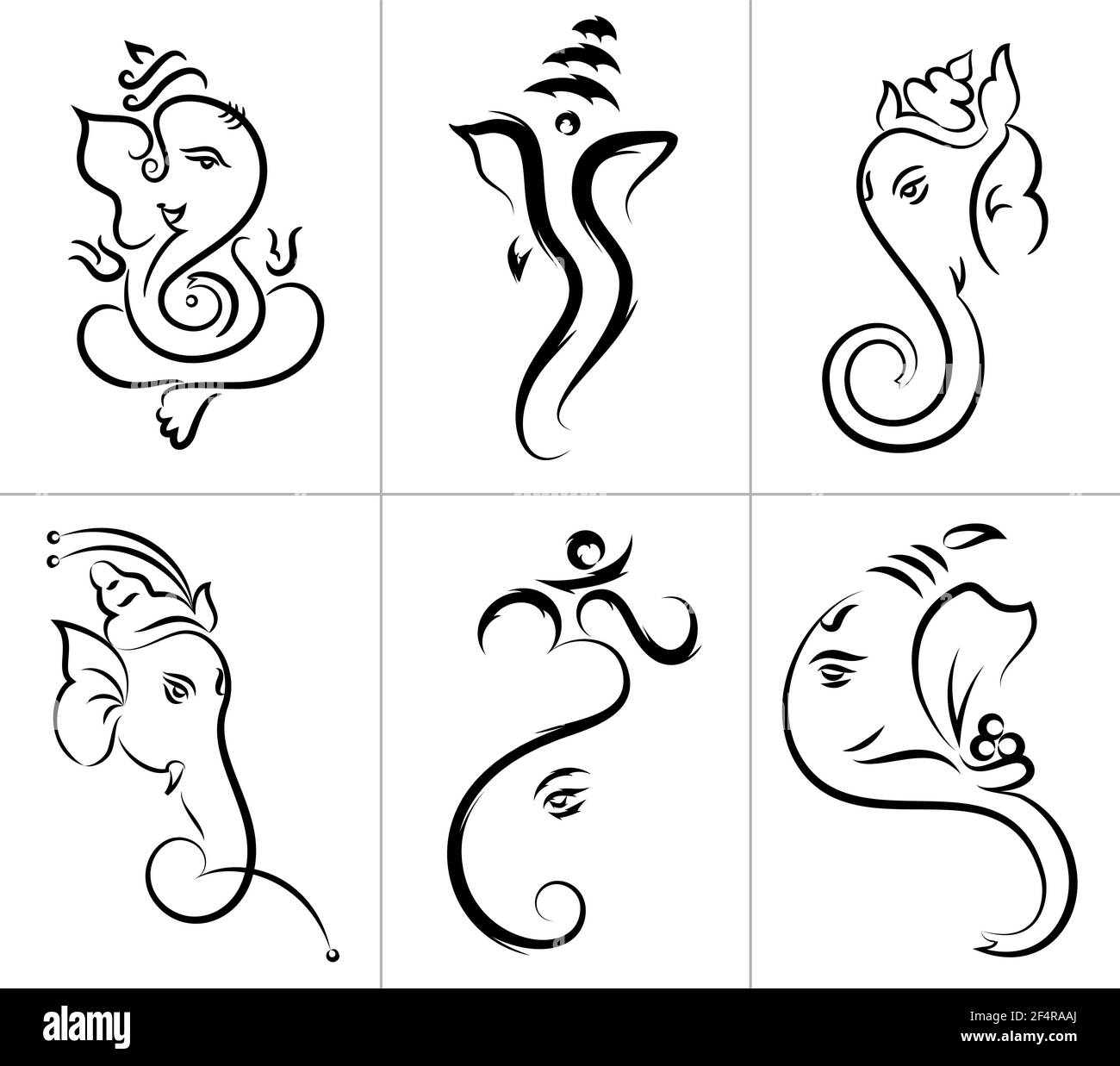Ganesha The Lord Of Wisdom, Various Design Collection Vector Illustration Stock Vector