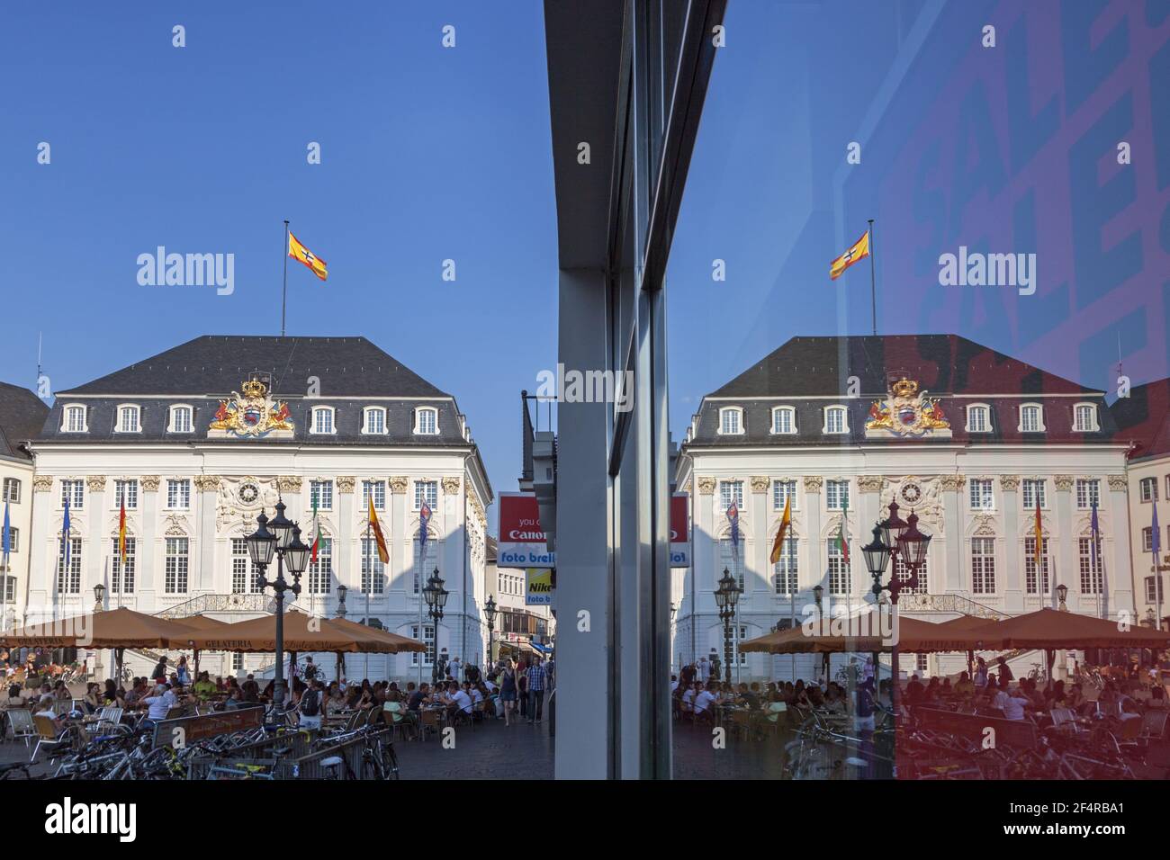 geography / travel, Germany, North Rhine-Westphalia, Bonn, cafe and restaurants in front of the rococo, Additional-Rights-Clearance-Info-Not-Available Stock Photo