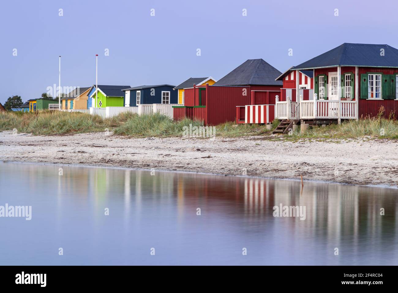 geography / travel, Denmark, Syddanmark, isle Aero, bathing huts at beach of Aeroskobing, isle Aero, Æ, Additional-Rights-Clearance-Info-Not-Available Stock Photo