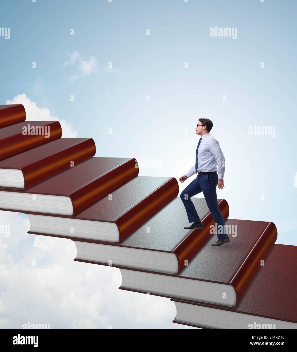 The businessman student climbing the ladder of education books Stock ...