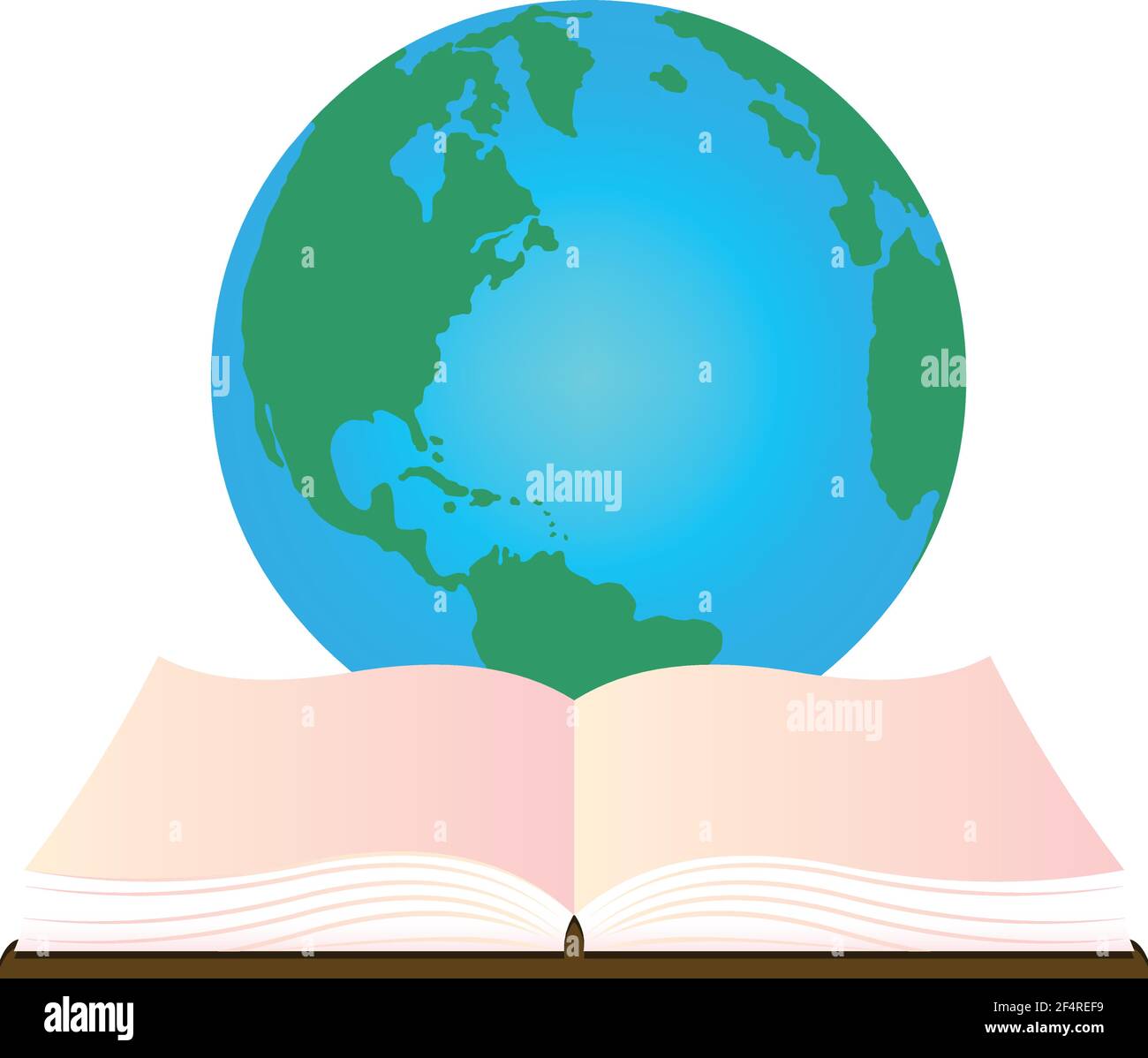 Open book and globe World Education Logo icon vector isolated Stock Vector