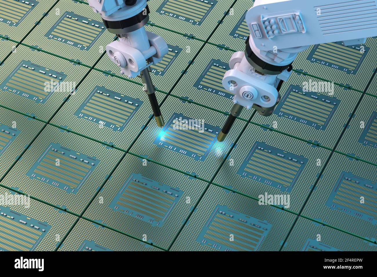3d rendering robotic arms with chipset for semiconductor manufacturing ...