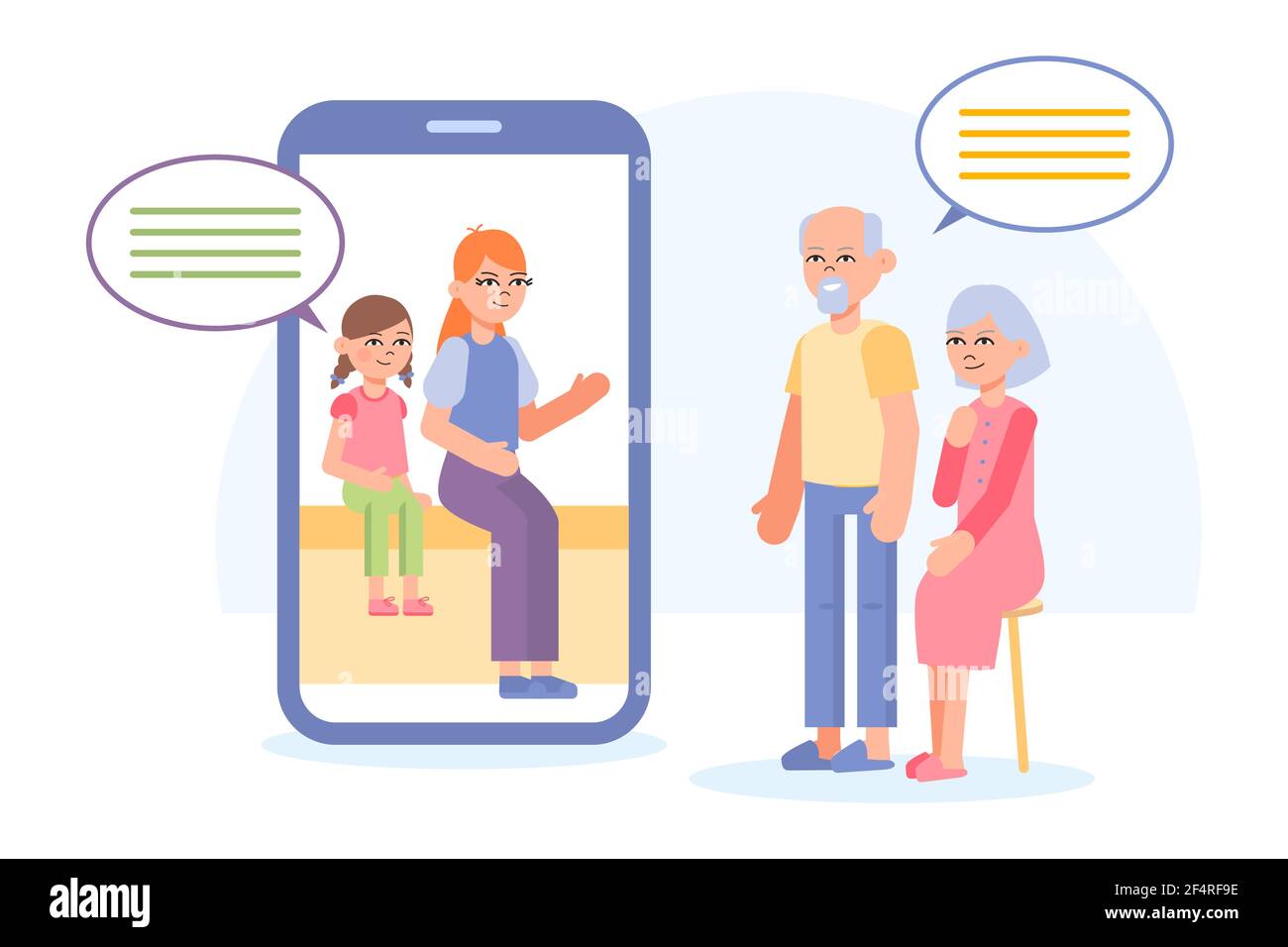 Grandparents make video call with Smartphone Stock Vector Image & Art