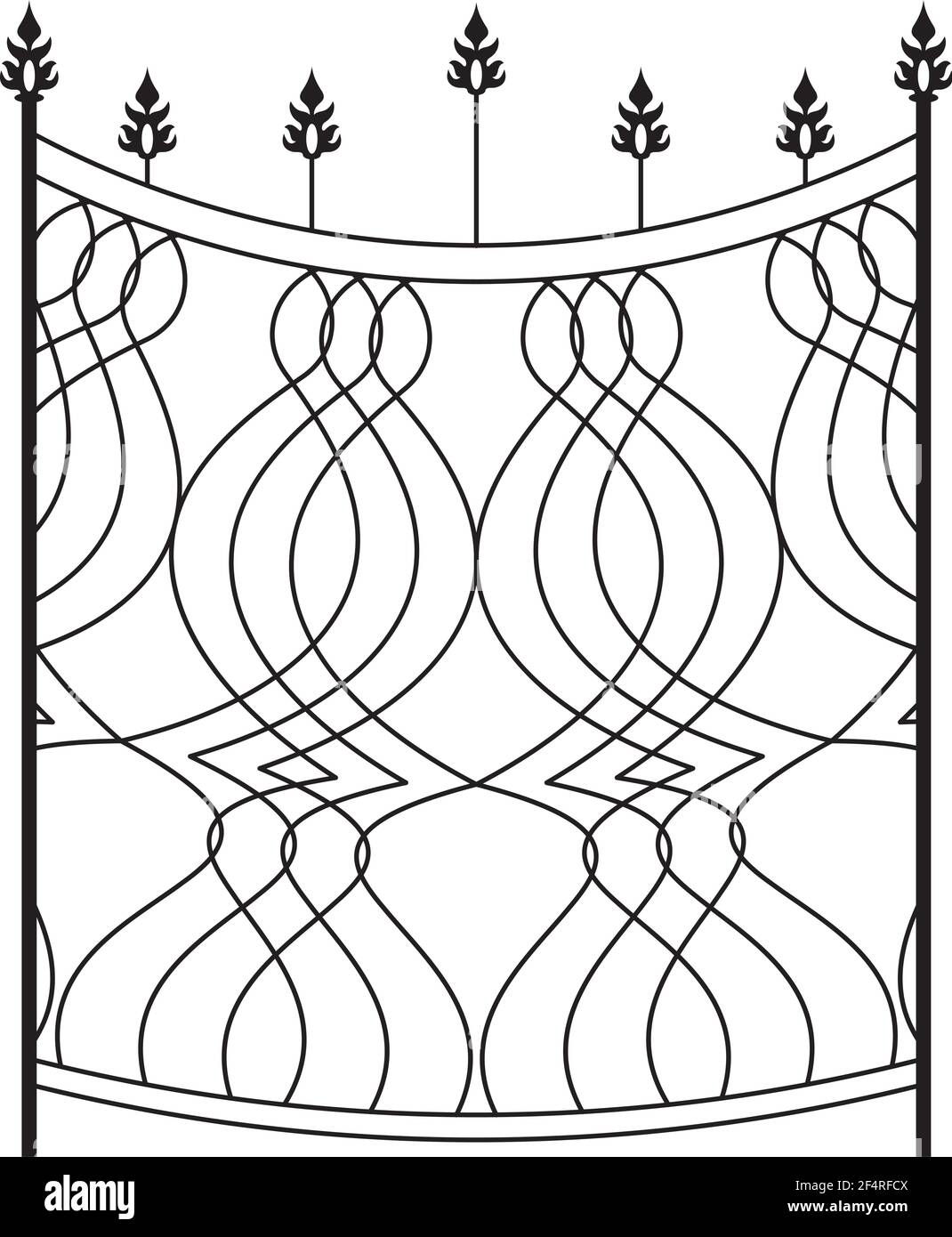 Wrought Iron Gate, Ornamental Design Vector Illustration Stock Vector