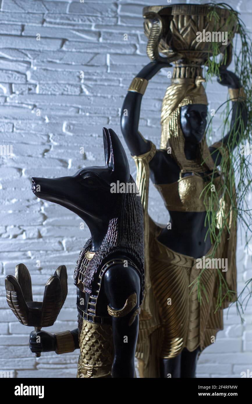 Statue of Mythology Jackal Anubis 2 Stock Image - Image of africa