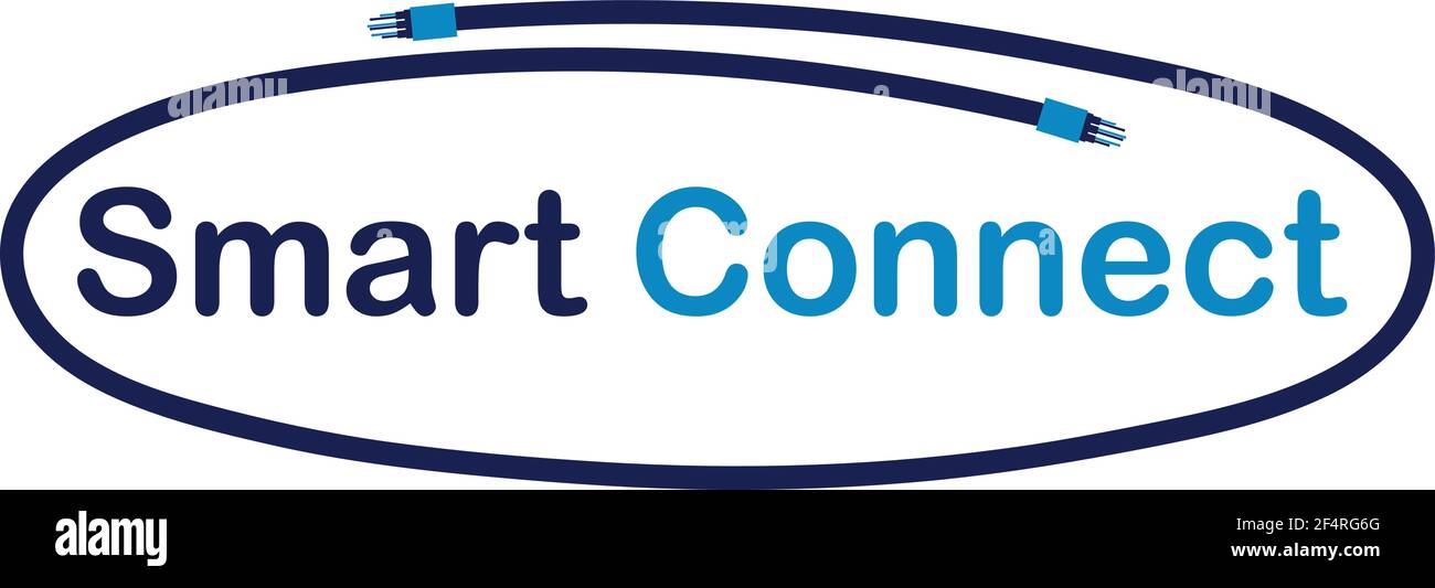 Smart WIFI Cable Internet Fiber Optic Blue Connection Logo Design Symbol Stock Vector