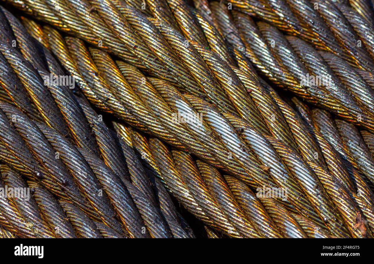 Steel ship cables wire ropes Stock Photo Alamy