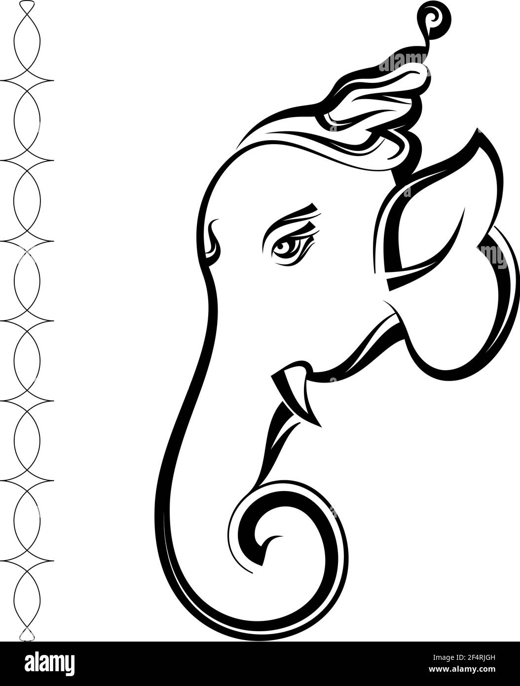 Ganesha Calligraphic Style Hand Drawn Design Vector Art Illustration Stock Vector
