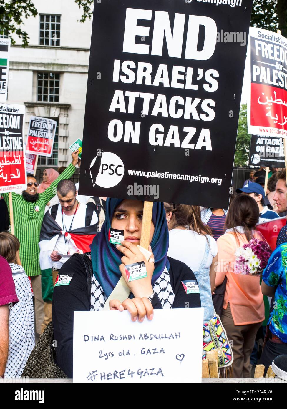 29th July 2014 march against Zionism - Protest against the bombing on Gaza - London, England Stock Photo