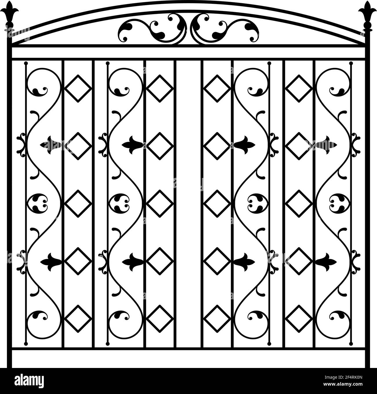 Wrought Iron Gate, Ornamental Design Vector Illustration Stock Vector