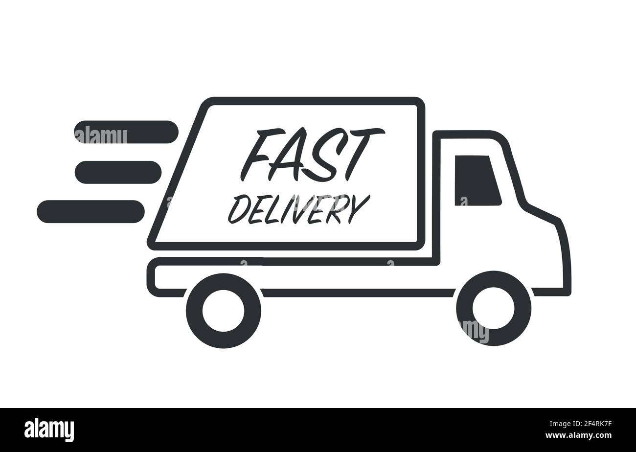 Fast delivery truck icon, express delivery, line symbol on white ...