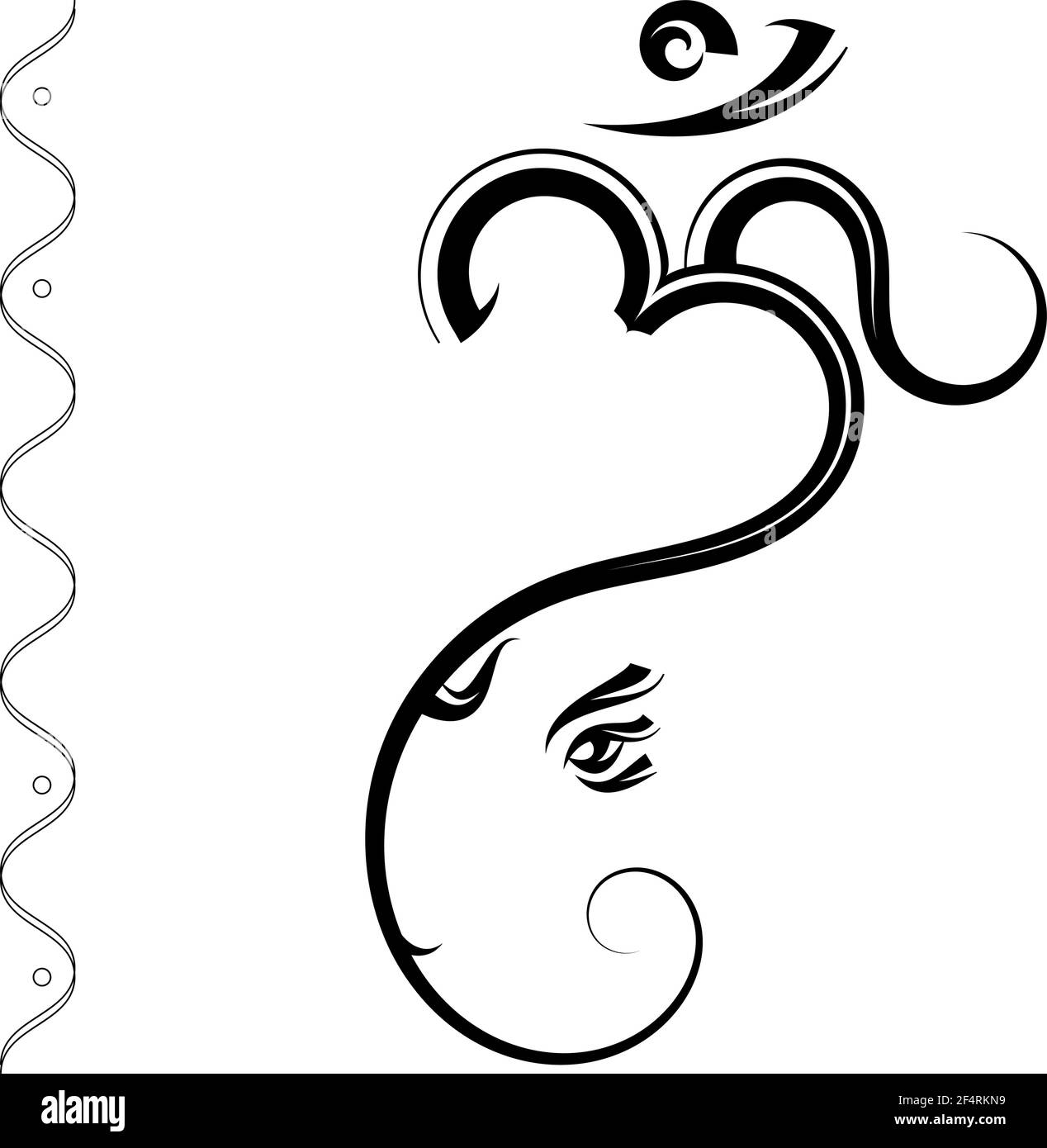 Ganesha Calligraphic Style Hand Drawn Design Vector Art Illustration Stock Vector