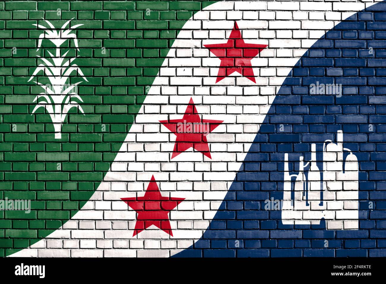 flag of Ascension Parish, Louisiana painted on brick wall Stock Photo
