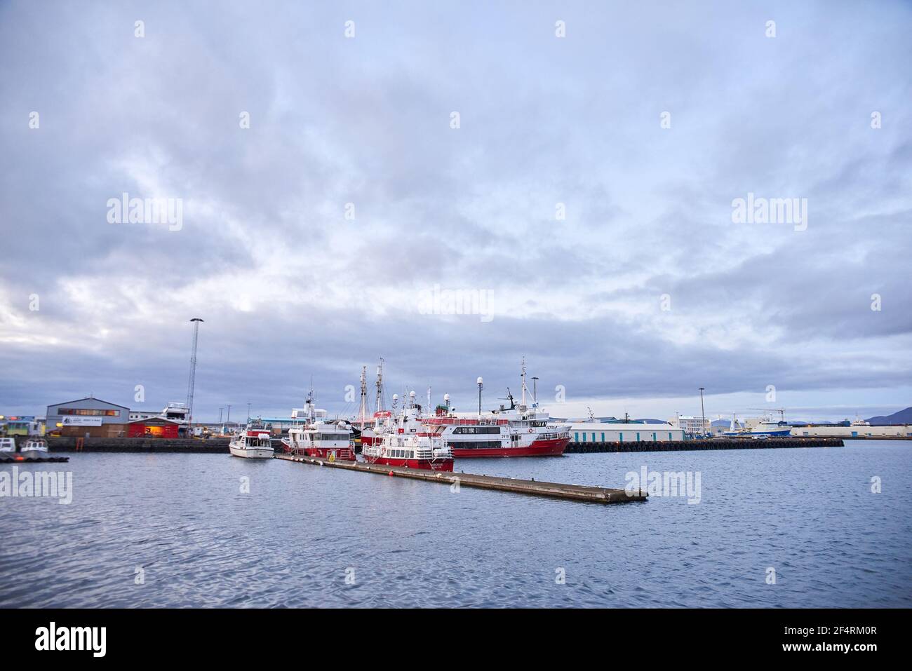 Reykjavik, Iceland - October 16, 2016: Many different boats and ships in the port of the city Stock Photo