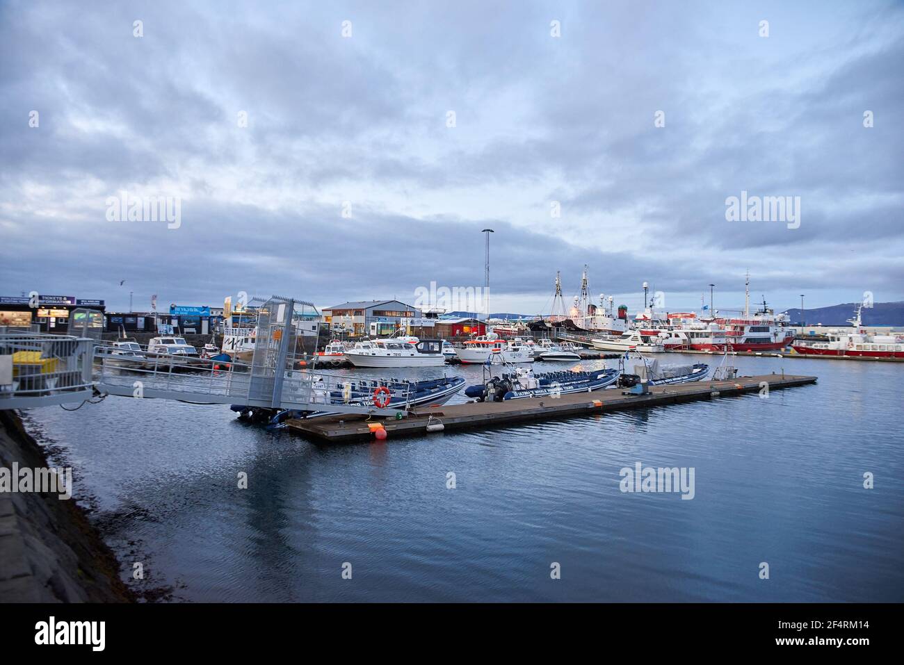 Reykjavik, Iceland - October 16, 2016: Many different boats and ships in the port of the city Stock Photo