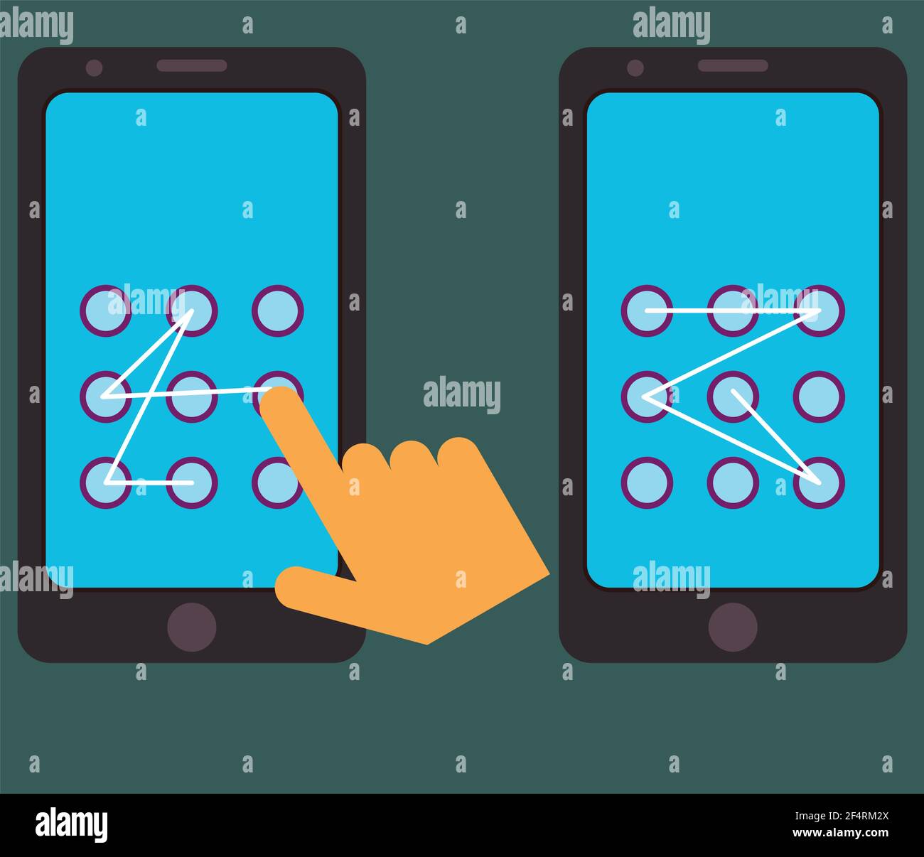 Smartphone Unlock Pattern Gesture Vector Illustration Stock Vector