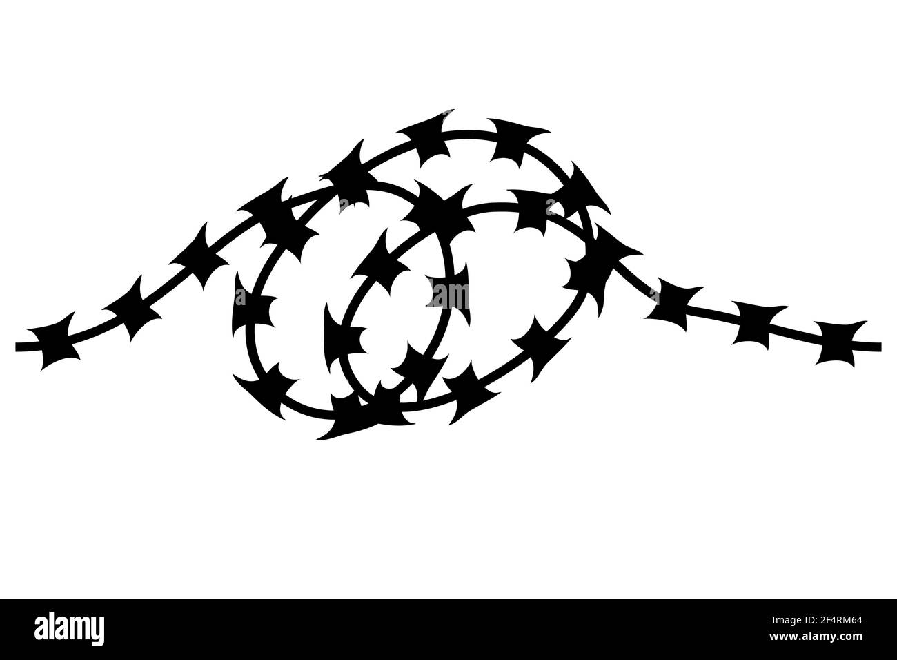 Seamless Silhouette Curl Barbed Wire Stock Vector