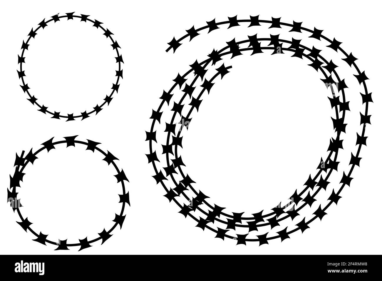 Vector Frame Silhouette Barbed Wire, Circle Shape Stock Vector