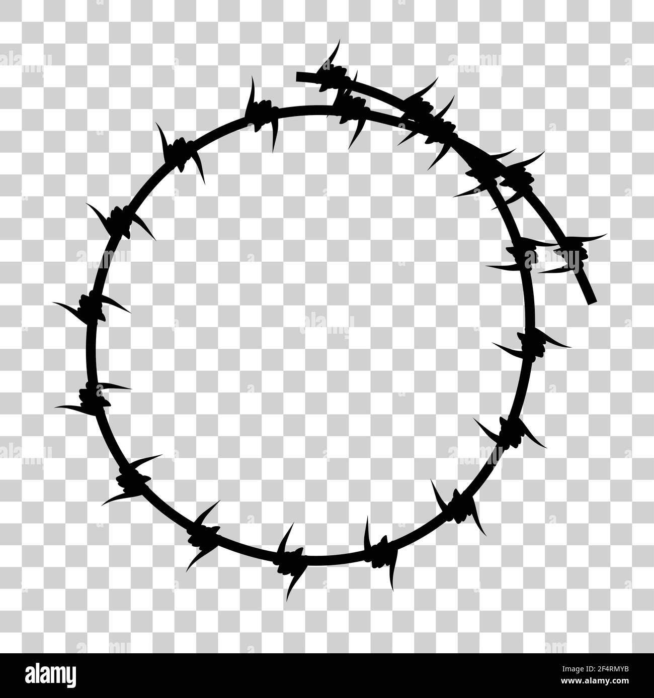 Vector Frame Silhouette Barbed Wire, Circle Shape, at transparent effect background Stock Vector