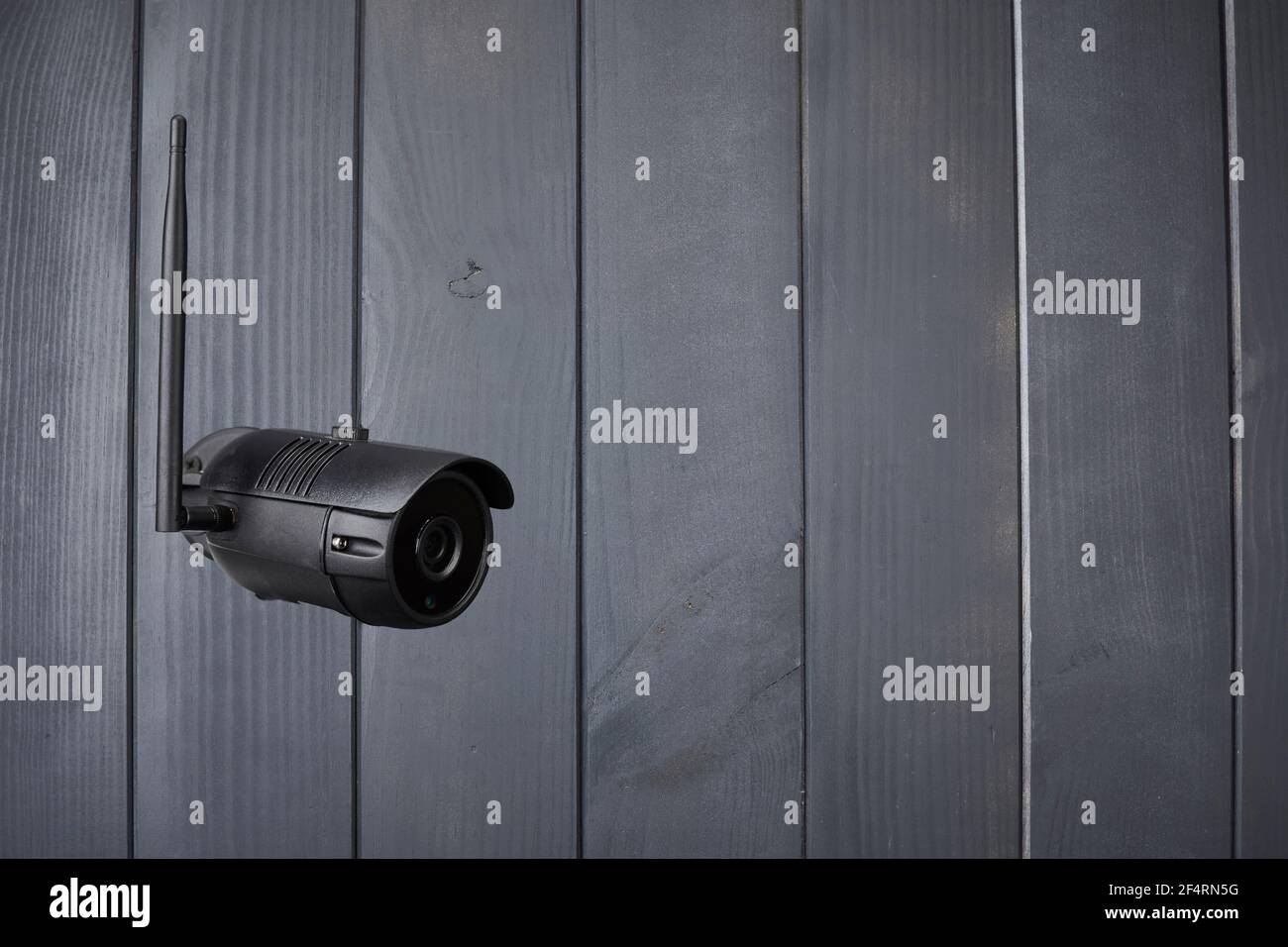 Video surveillance system using wifi security camera with night vision installed on a wall Stock Photo