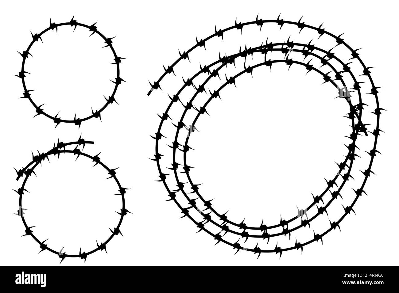 Vector Frame Silhouette Barbed Wire, Circle Shape Stock Vector