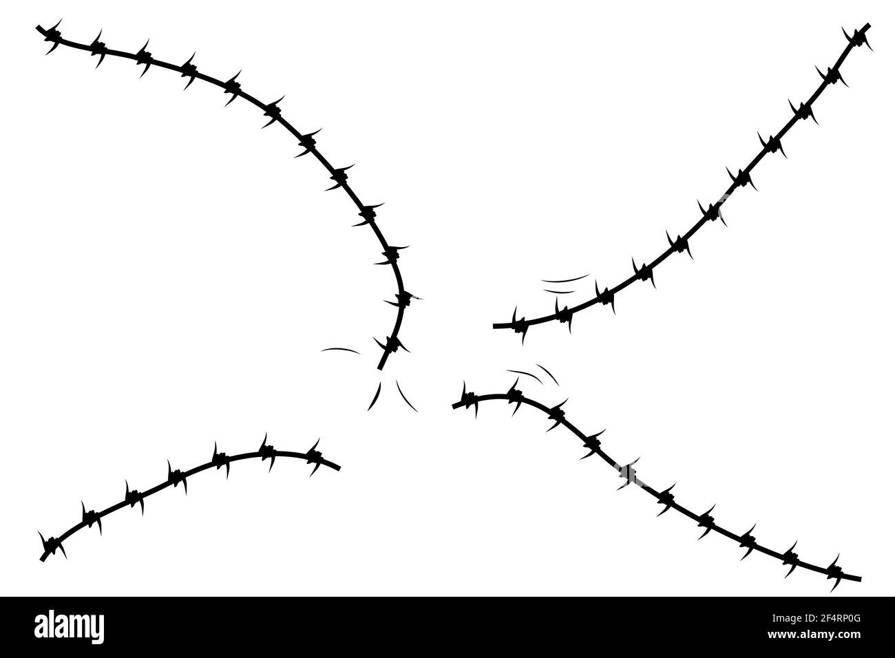 Vector Silhouette Broken Barricade from Barbed Wire, Suitable Illustration for demonstration or protest Stock Vector