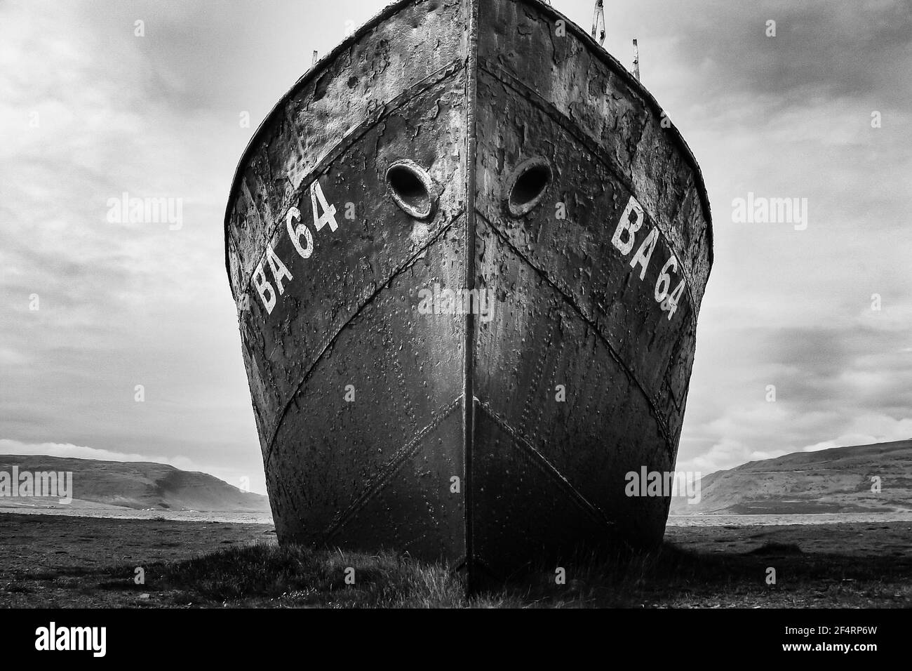 West Fjords, Iceland June 09, 2014 Frontal view of a famous rusty