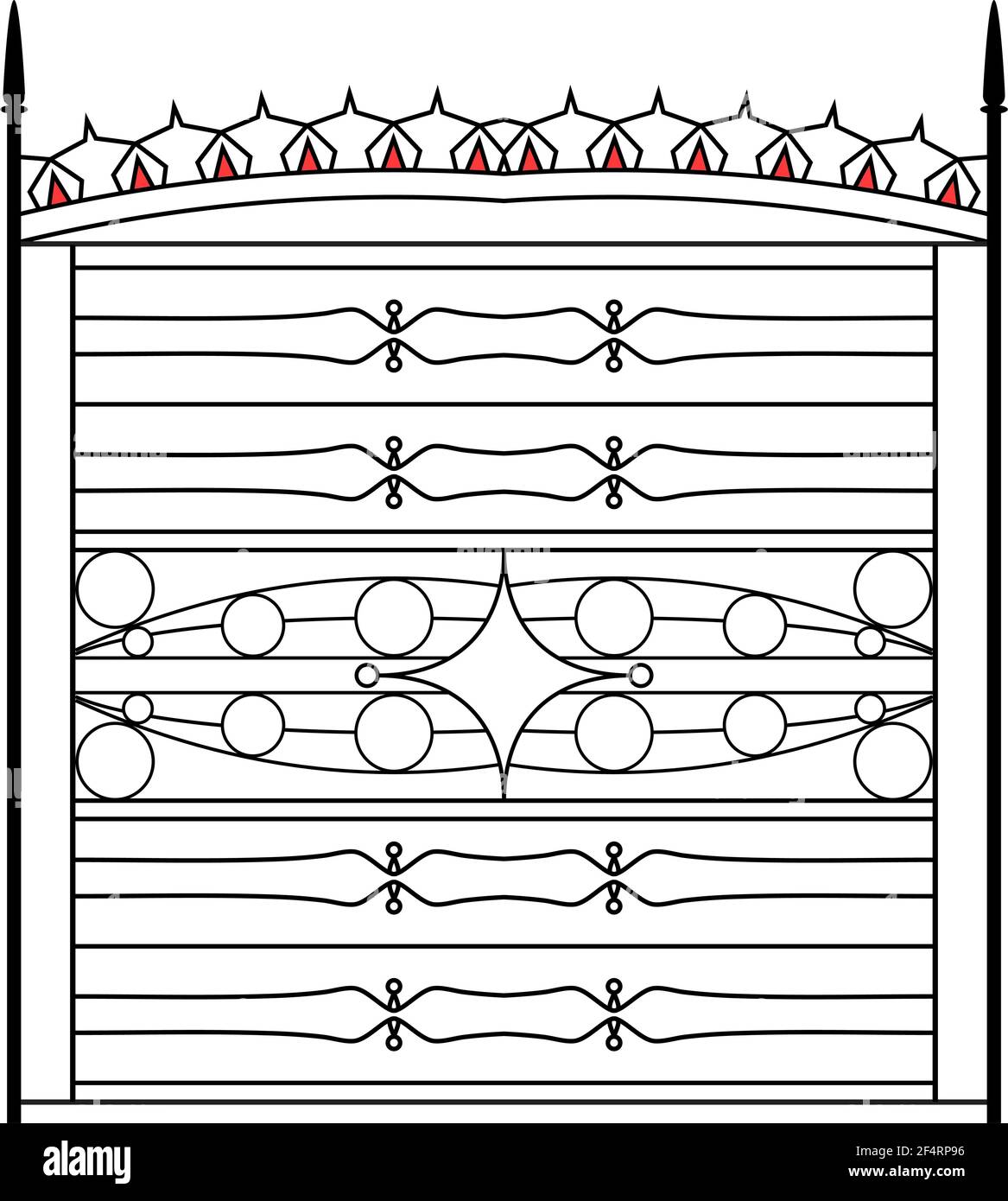 Wrought Iron Gate, Ornamental Design Vector Illustration Stock Vector