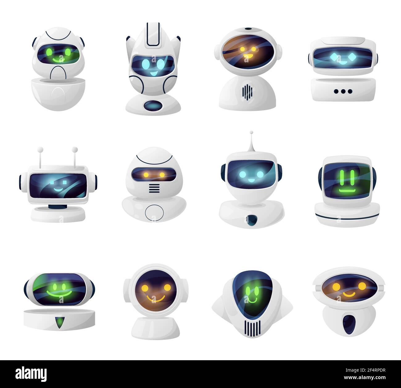 Robots, androids heads with cute faces on screen. Smiling androids cartoon  characters, artificial intelligence robot mascot or cybernetic alien life f  Stock Vector Image & Art - Alamy