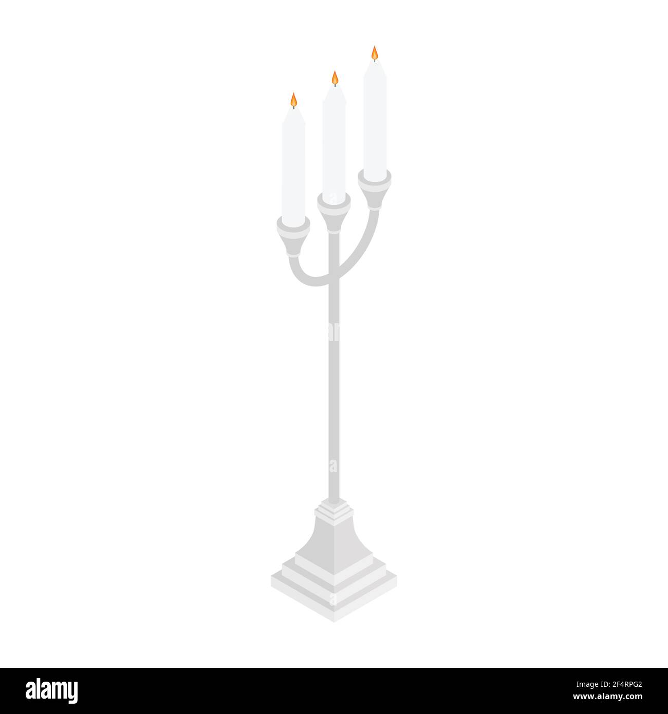 Candles in candlestick, vintage candle holder and candelabrum isolated