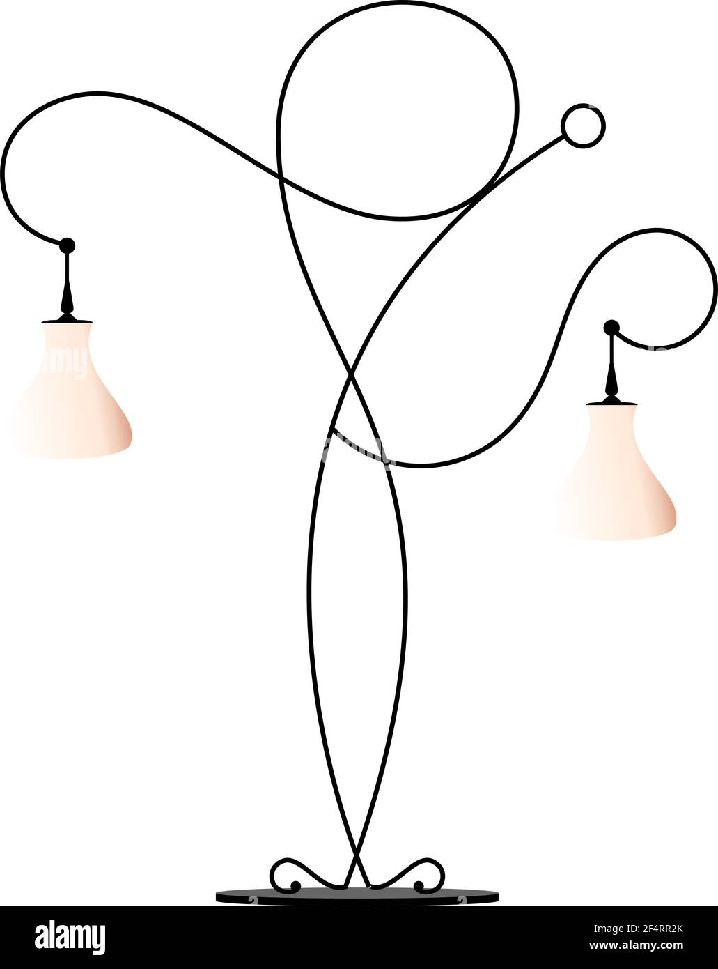Wrought Iron Table Floor Lamp Vector Illustration Stock Vector