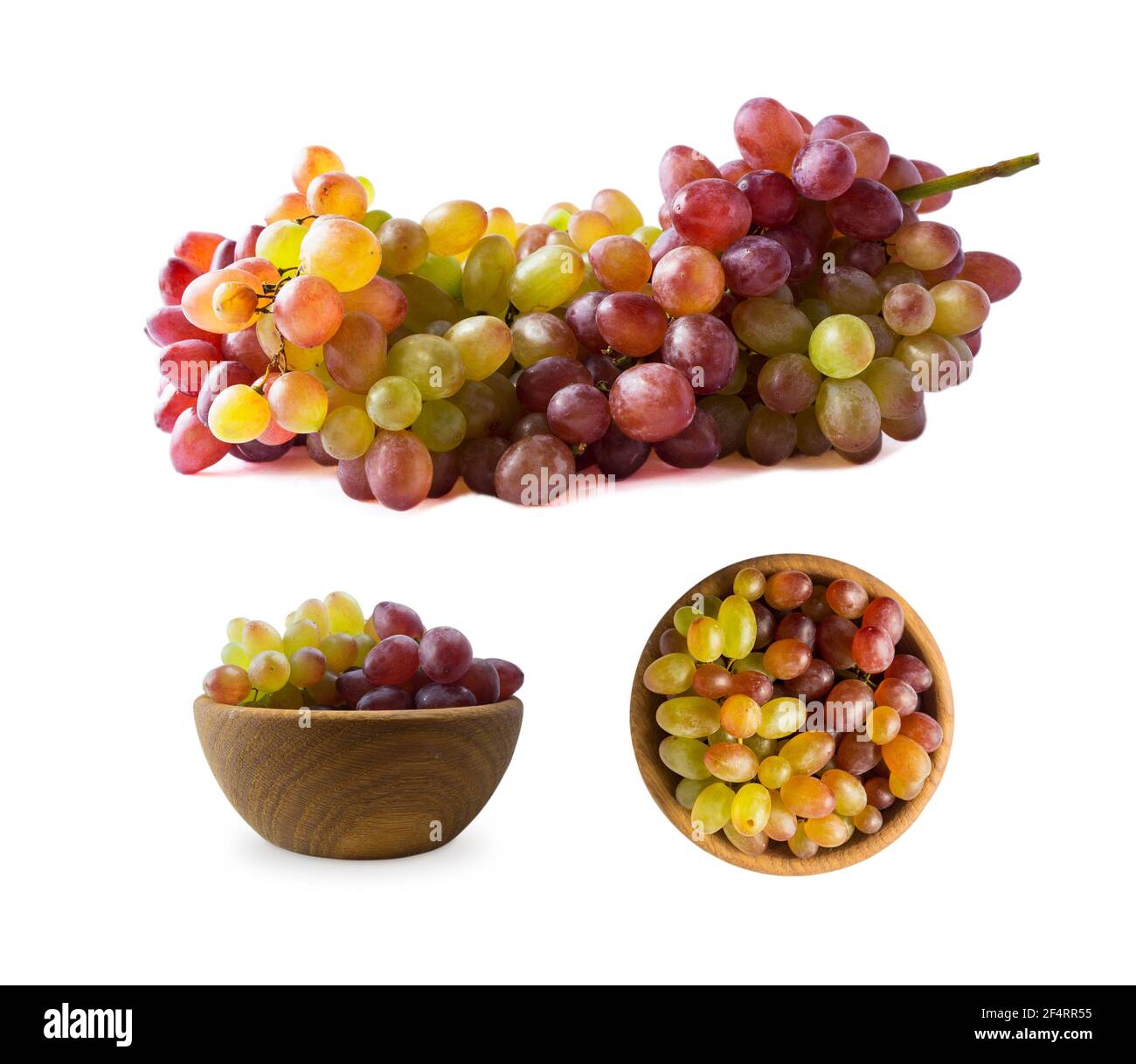 Grapes Kishmish isolated on white background. Top view. Bunch of grapes