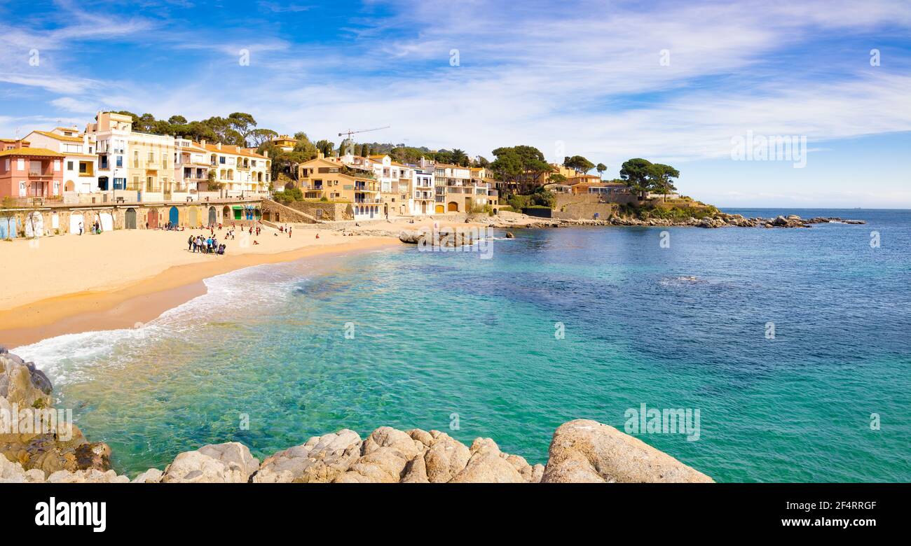 Panoramic view from the south side of Laya Candell de Calella de Palafrugell. Catalonia, Spain Stock Photo