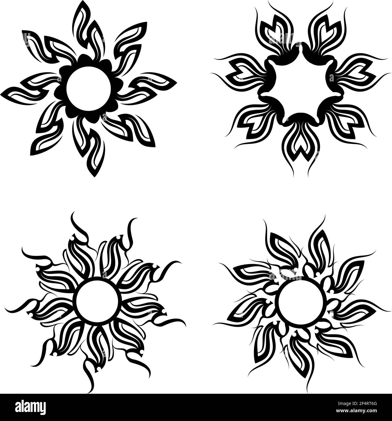 tribal tattoo sun design vector art illustration 2F4RT6G