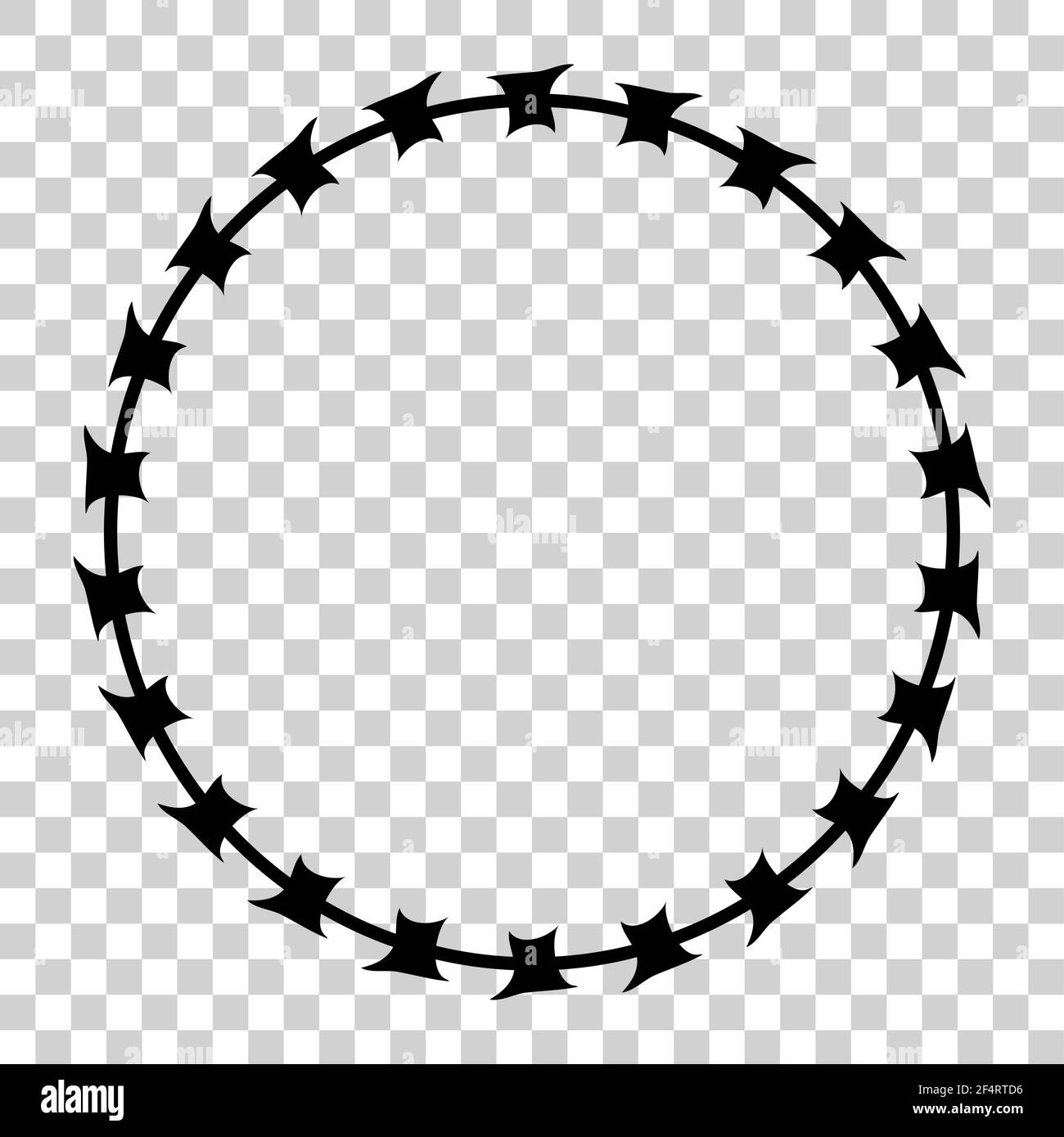 Vector Frame Silhouette Barbed Wire, Circle Shape, at transparent effect background Stock Vector