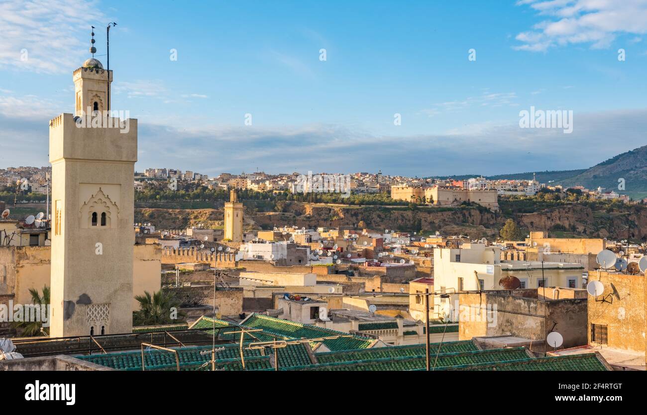 Fes, Morocco. Old town panorama Stock Photo